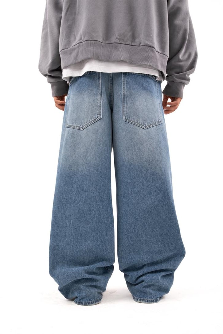 Ripped Detail Koyu Mavi Baggy Jean