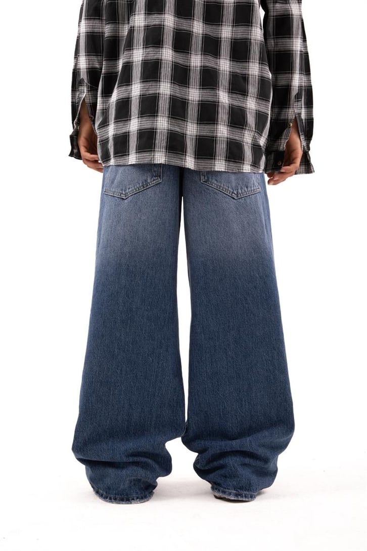 Ripped Detail Koyu Mavi Baggy Jean