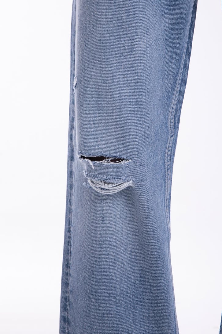 Ripped Detail Mavi Baggy Jean