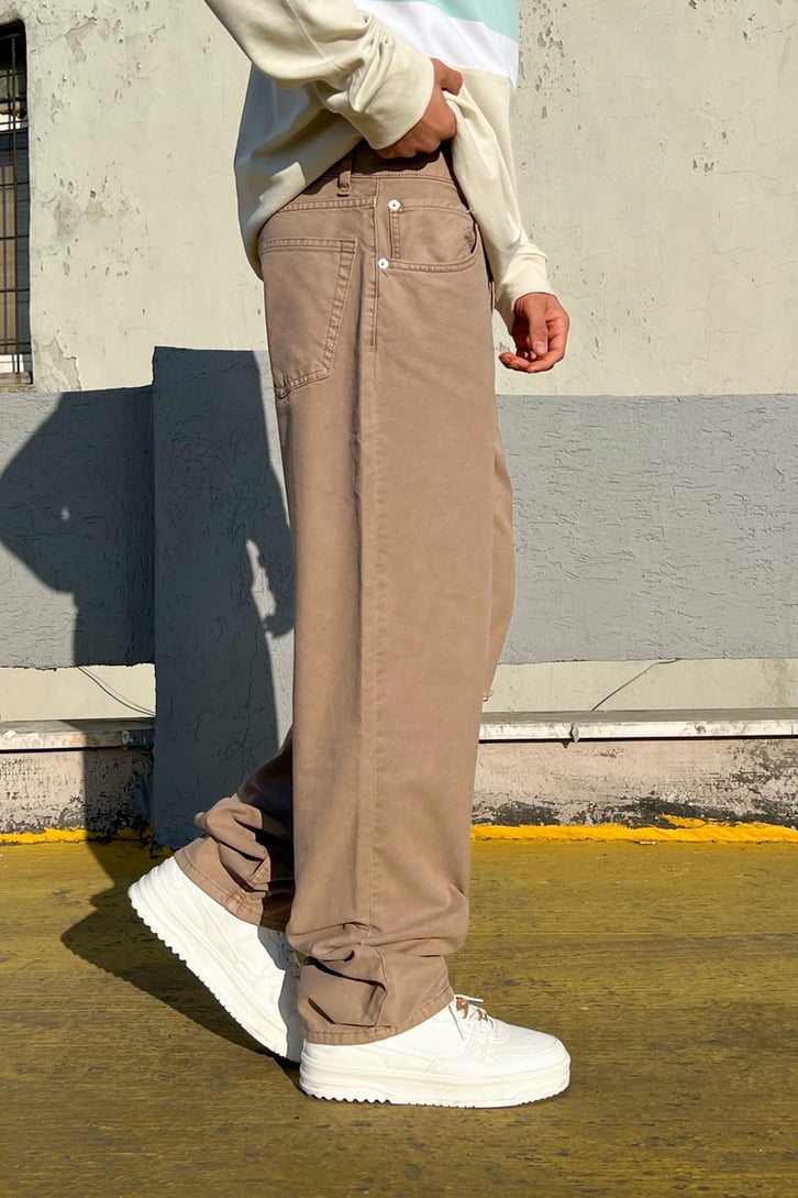 Ripped Detail Sütlü Kahve Baggy Jean
