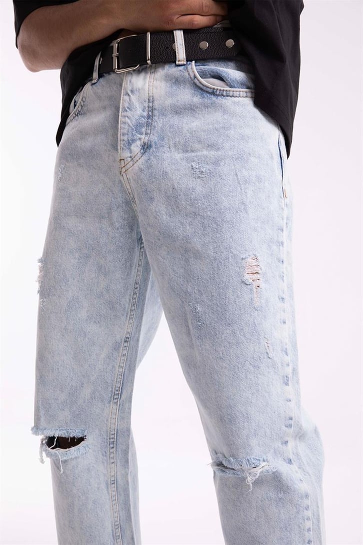 Ripped Details Buz Mavi Jean