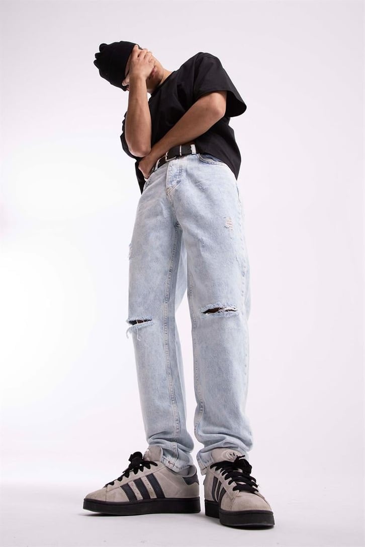 Ripped Details Buz Mavi Jean