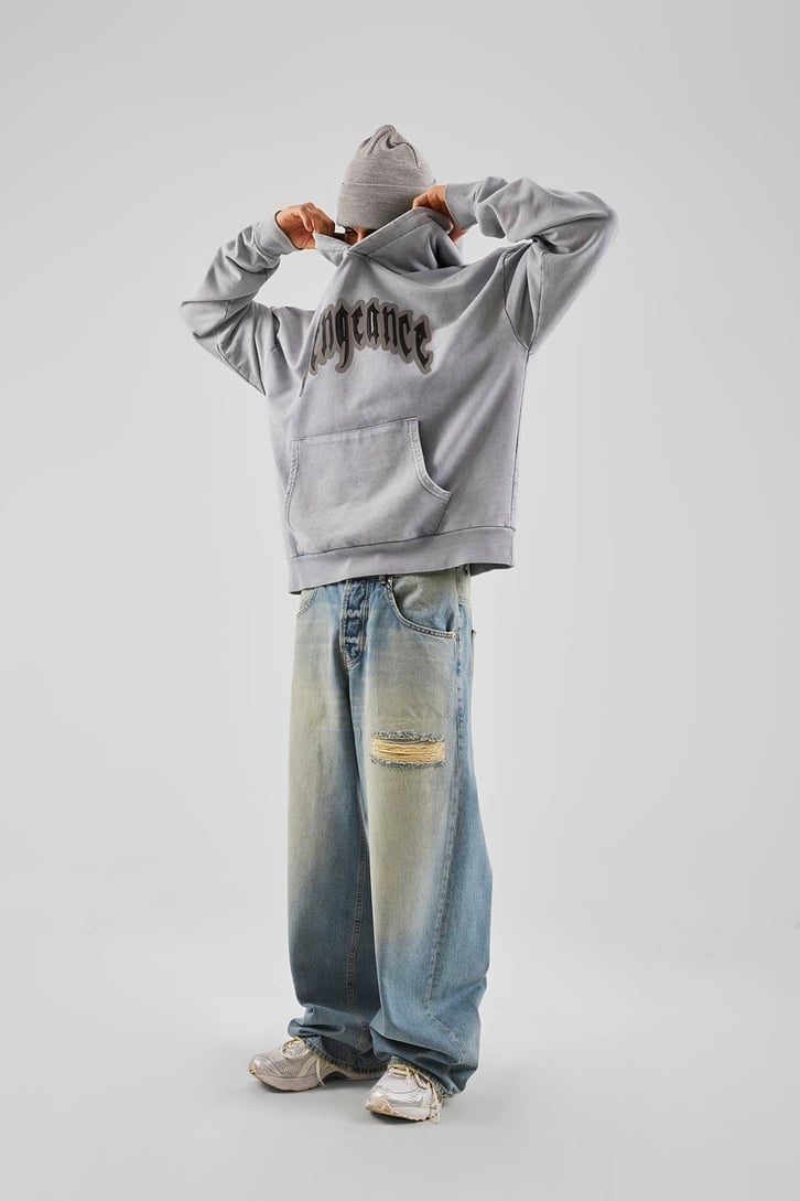 Ripped Detay Mavi Baggy Jean
