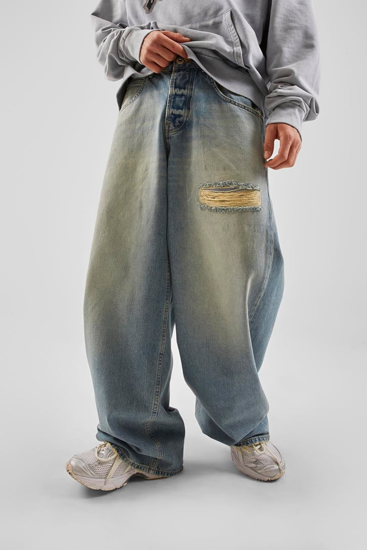 Ripped Detay Mavi Baggy Jean