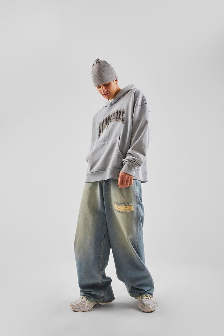 Ripped Detay Mavi Baggy Jean