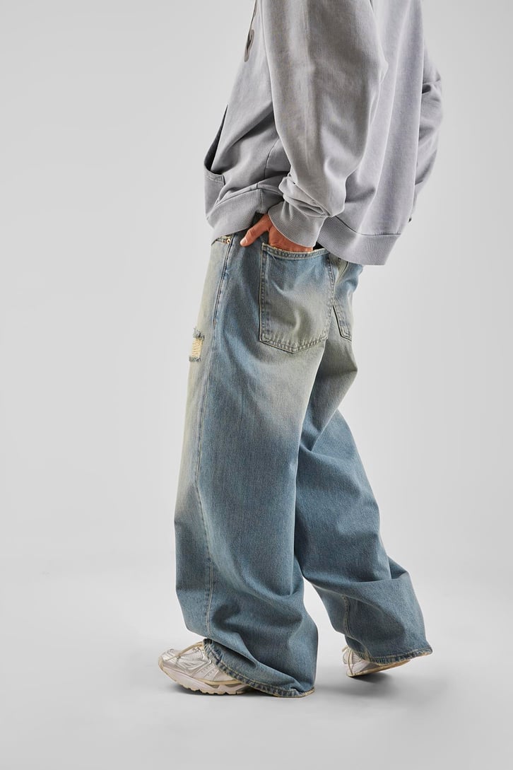 Ripped Detay Mavi Baggy Jean