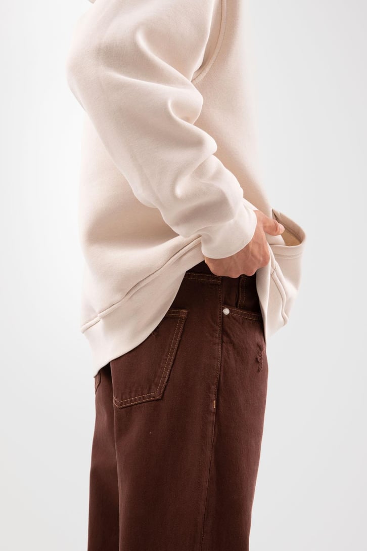 Ripped Kahverengi Baggy Pantolon