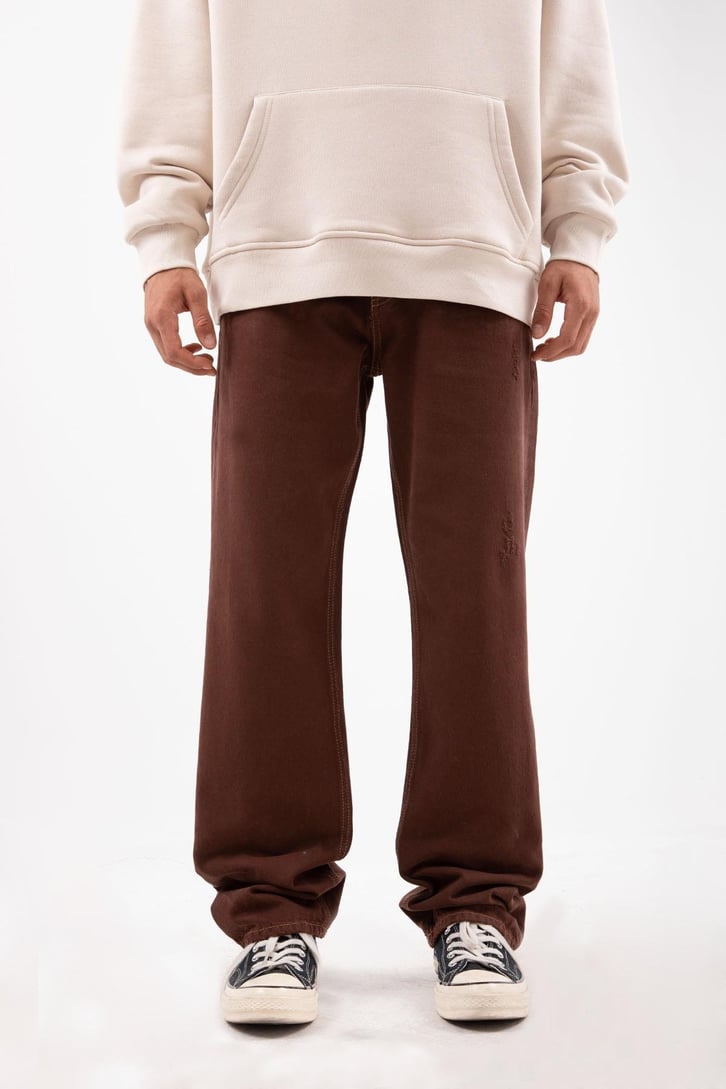 Ripped Kahverengi Baggy Pantolon