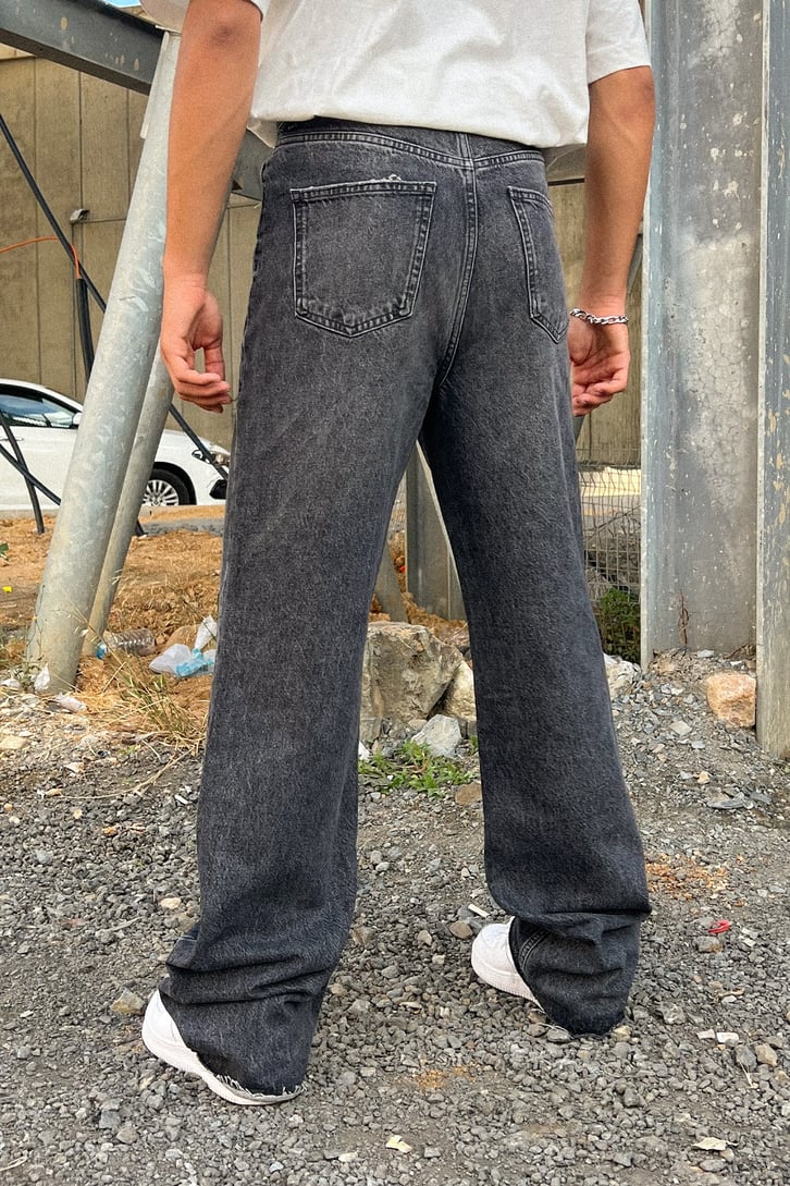 Ripped Leg Acid Wash Baggy Jean