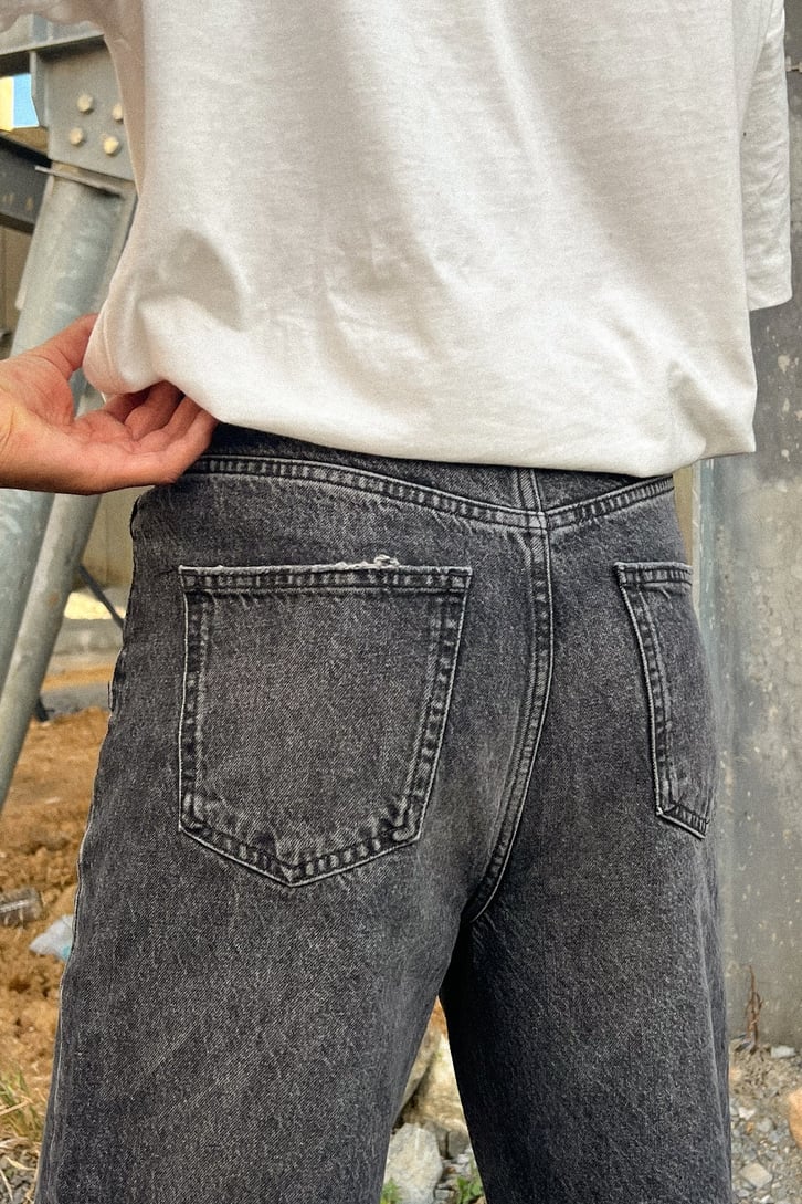 Ripped Leg Acid Wash Baggy Jean