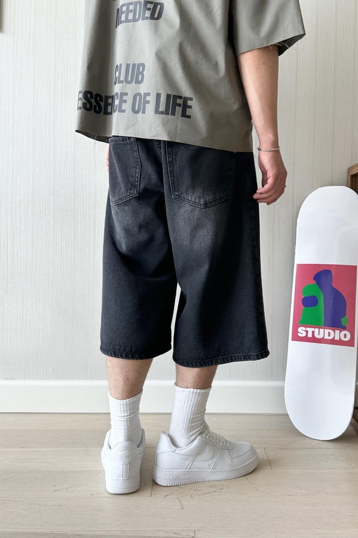 Ripped Yıkamalı Baggy Şort
