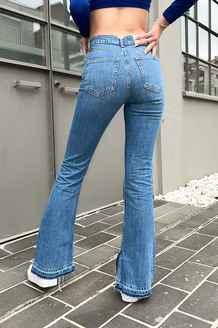 Ripped Yırtmaç Detaylı Mavi Baggy Jean