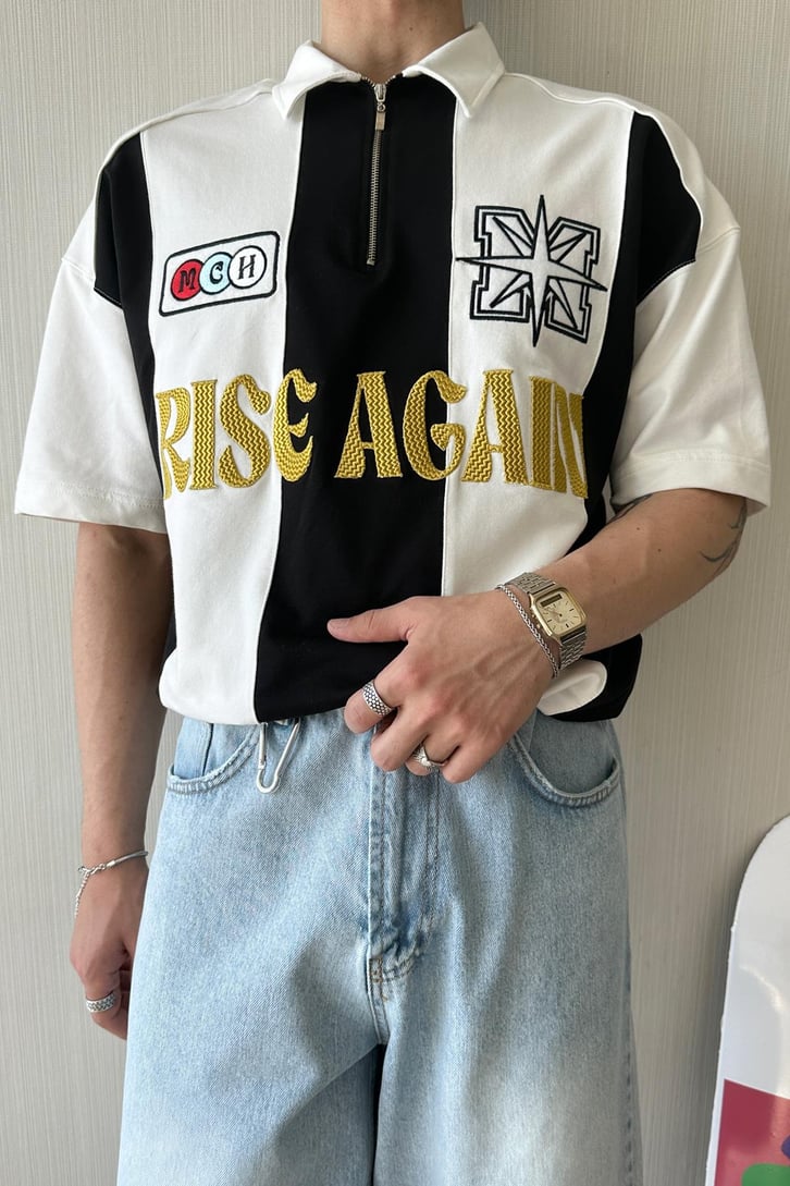 Rise Again Çizgili Oversize Tişört