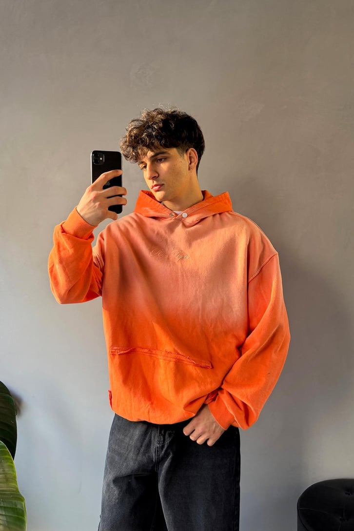 Rise Again Nakışlı Acid Wash Hoodie