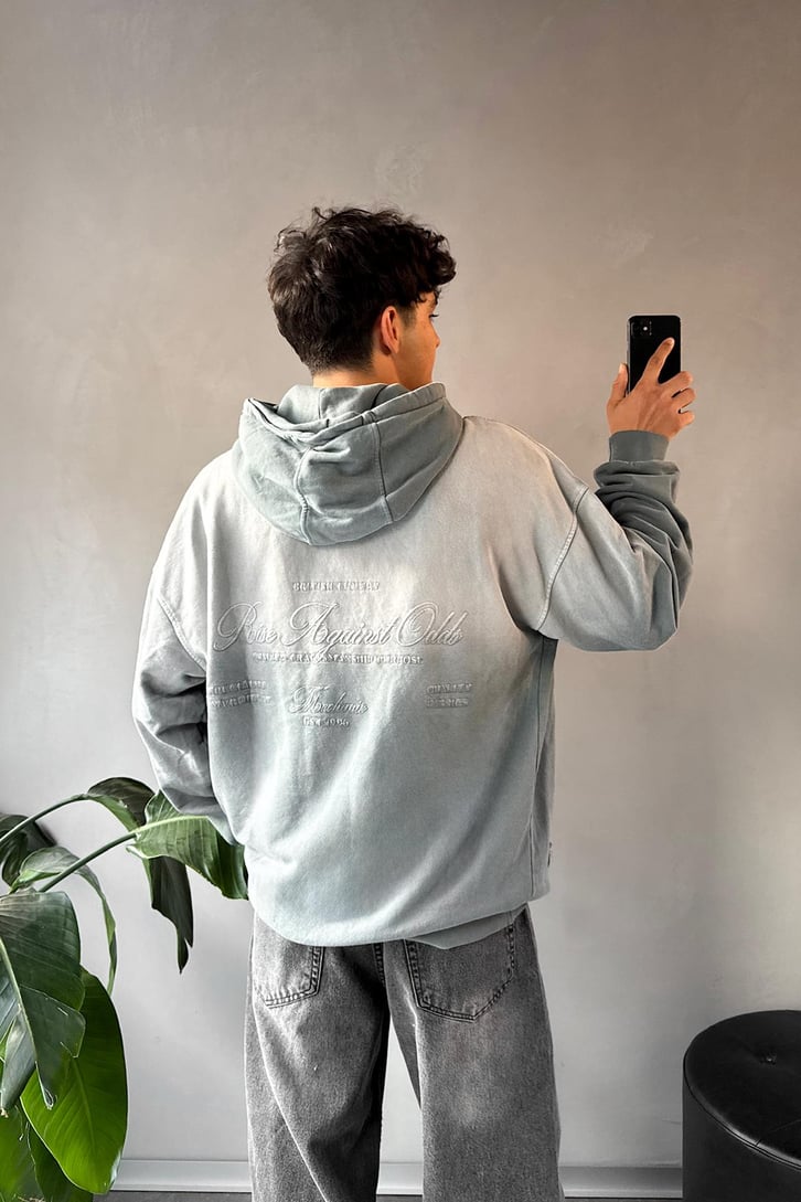 Rise Again Nakışlı Acid Wash Hoodie