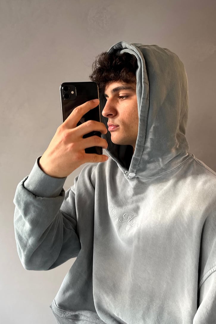 Rise Again Nakışlı Acid Wash Hoodie