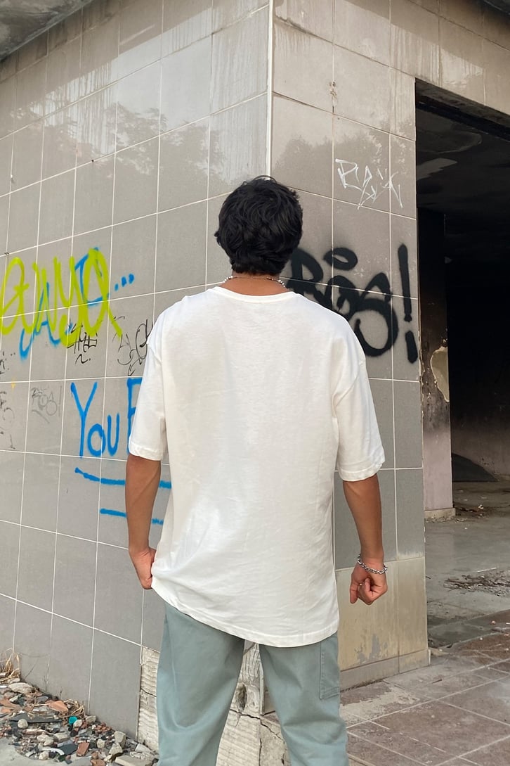 Rose Nakışlı Oversize Tshirt