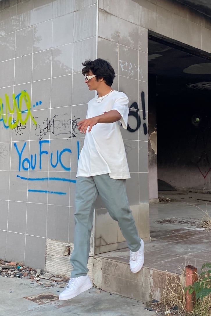 Rose Nakışlı Oversize Tshirt