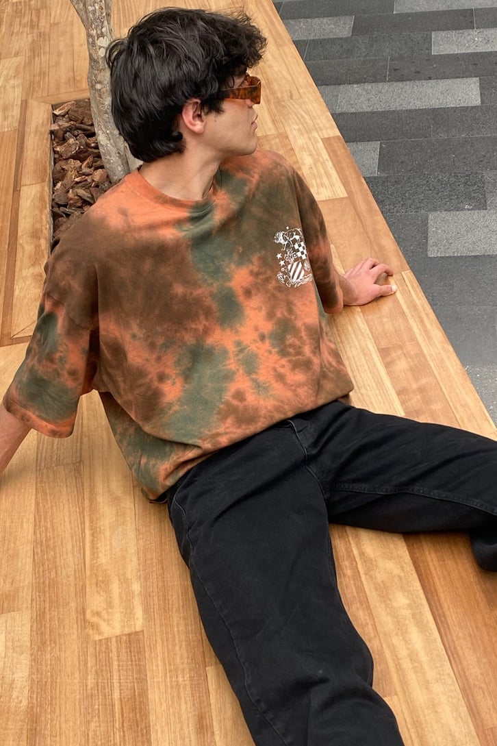 Royal Emblem Baskılı Batik Oversize Tshirt