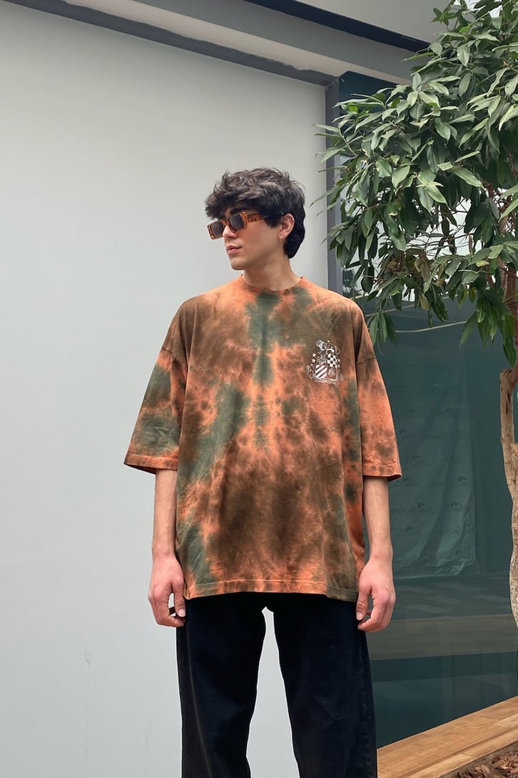 Royal Emblem Baskılı Batik Oversize Tshirt