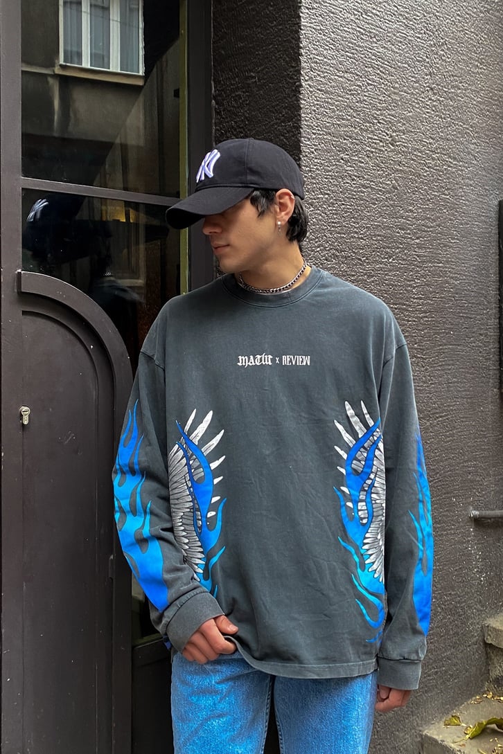 RV Angel Wings Printed Oversize Sweatshirt