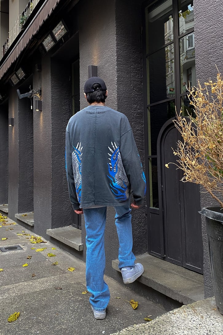 RV Angel Wings Printed Oversize Sweatshirt