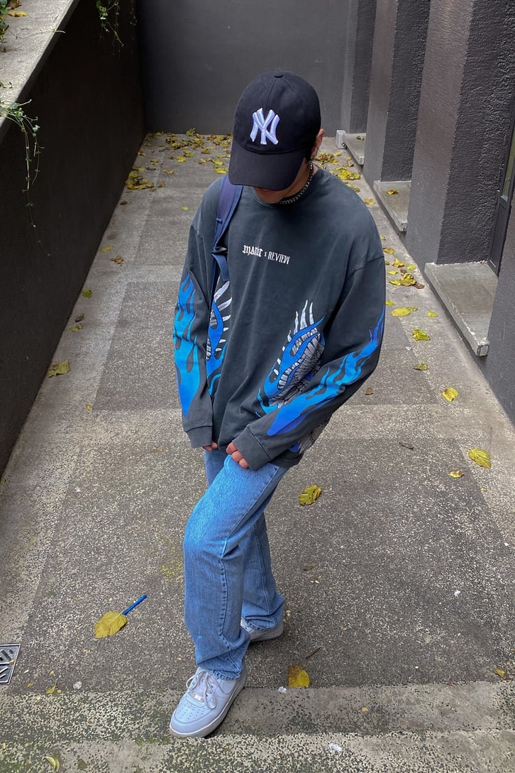 RV Angel Wings Printed Oversize Sweatshirt