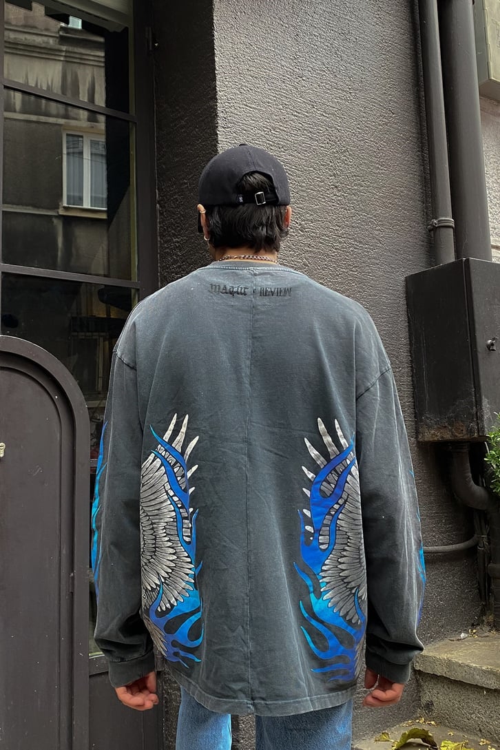 RV Angel Wings Printed Oversize Sweatshirt