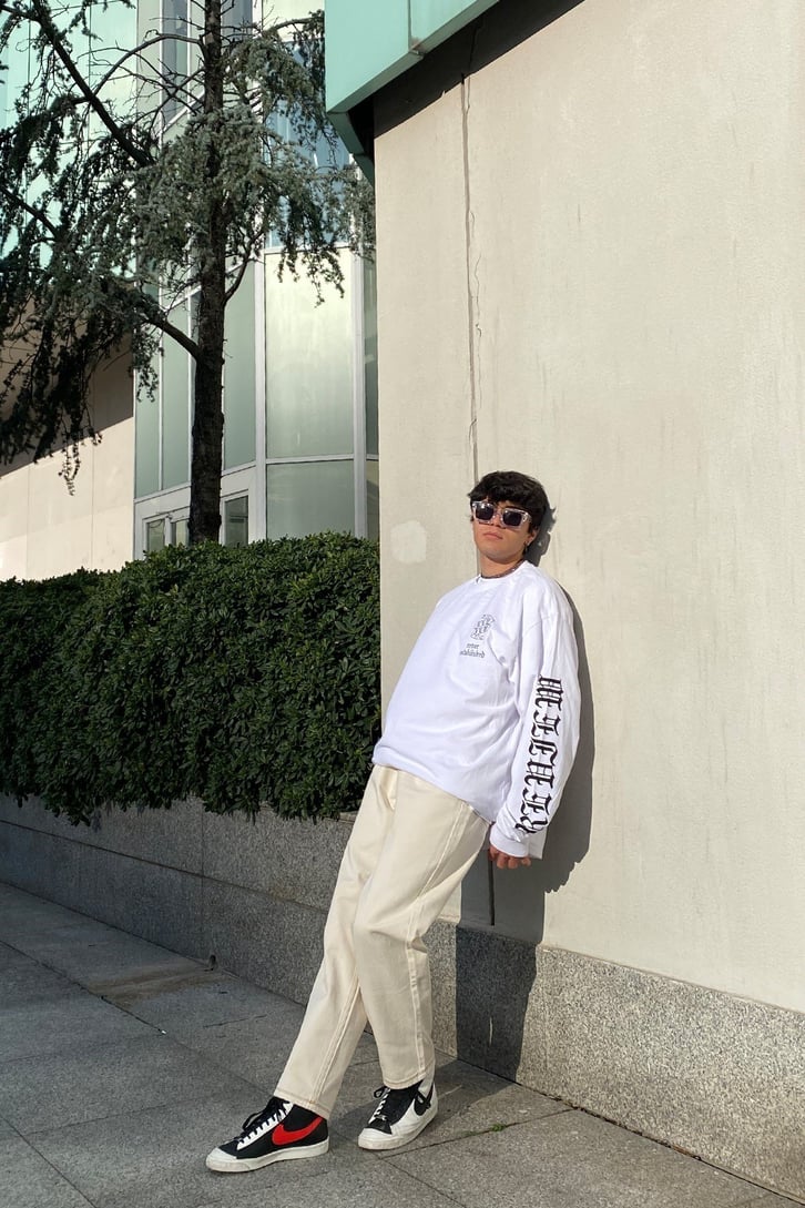 RV Circle Printed Oversize Beyaz Sweatshirt