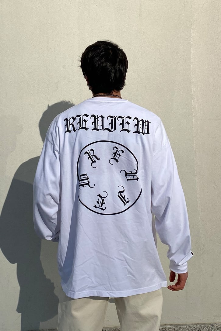 RV Circle Printed Oversize Beyaz Sweatshirt