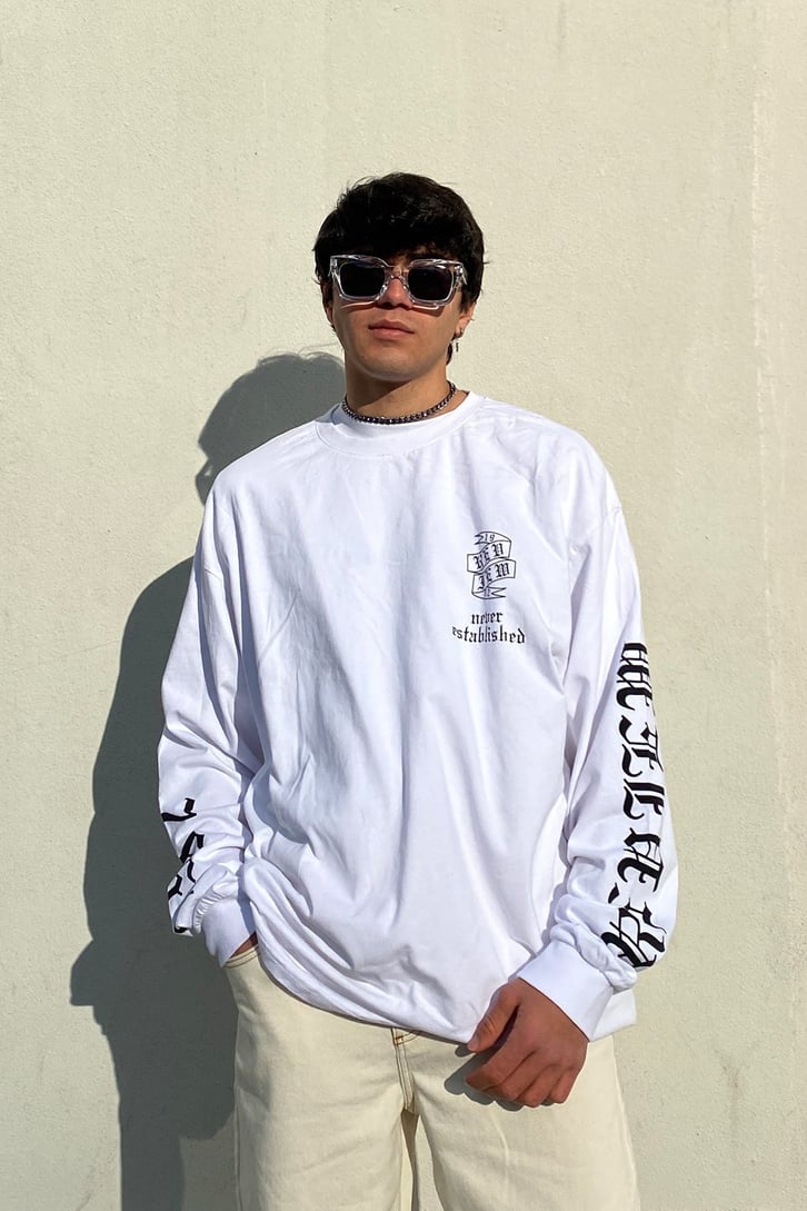 RV Circle Printed Oversize Beyaz Sweatshirt