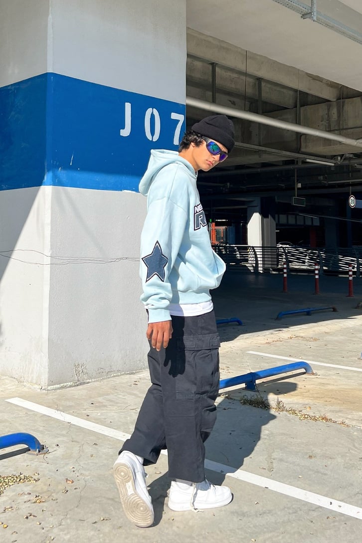 Rv Never Star Nakışlı Bebek Mavisi Oversize Sweatshirt