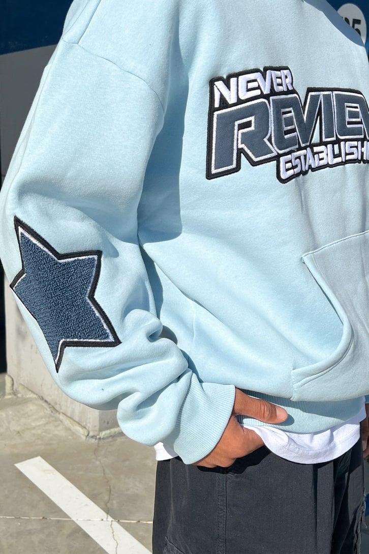 Rv Never Star Nakışlı Bebek Mavisi Oversize Sweatshirt
