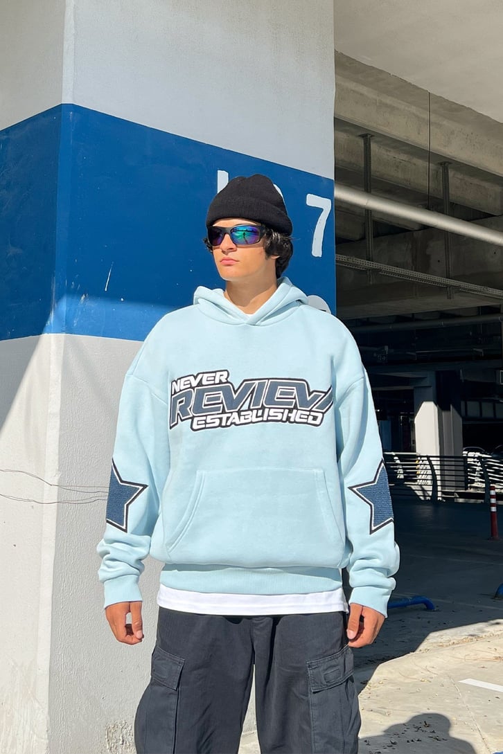 Rv Never Star Nakışlı Bebek Mavisi Oversize Sweatshirt