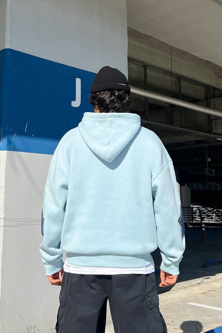 Rv Never Star Nakışlı Bebek Mavisi Oversize Sweatshirt