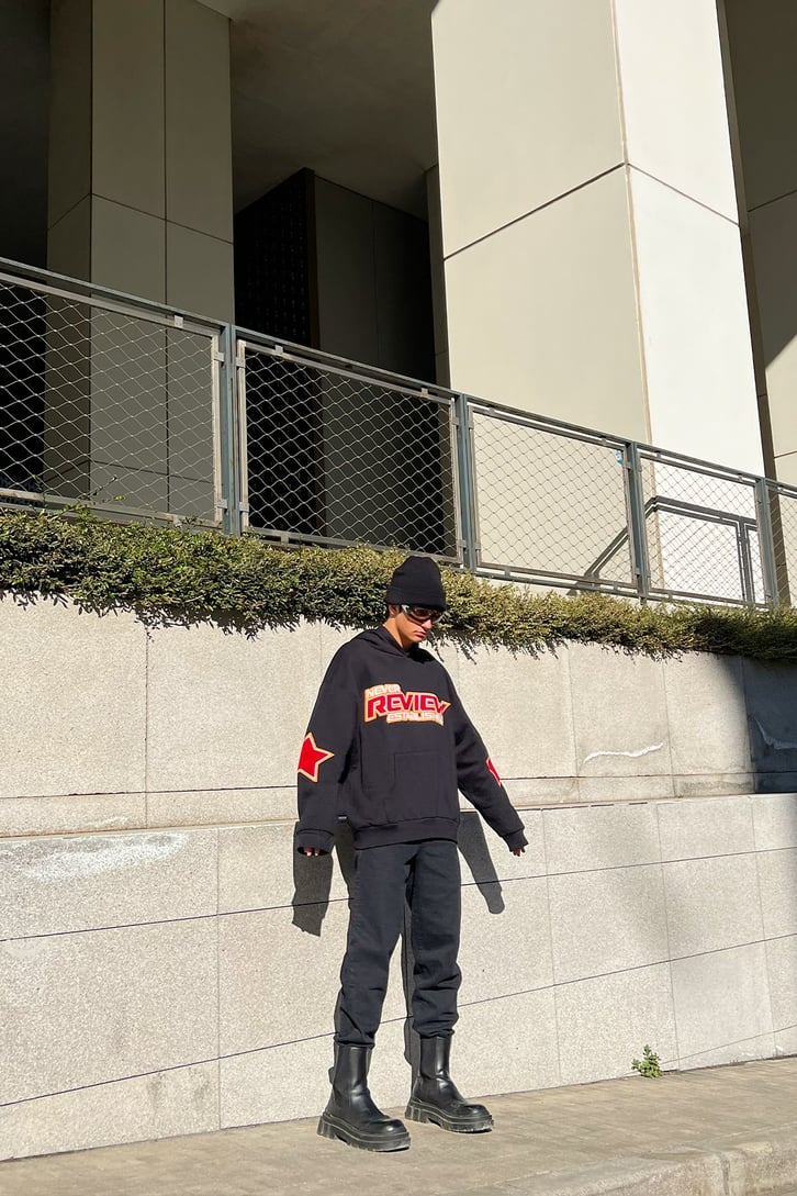 Rv Never Star Nakışlı Siyah Oversize Sweatshirt