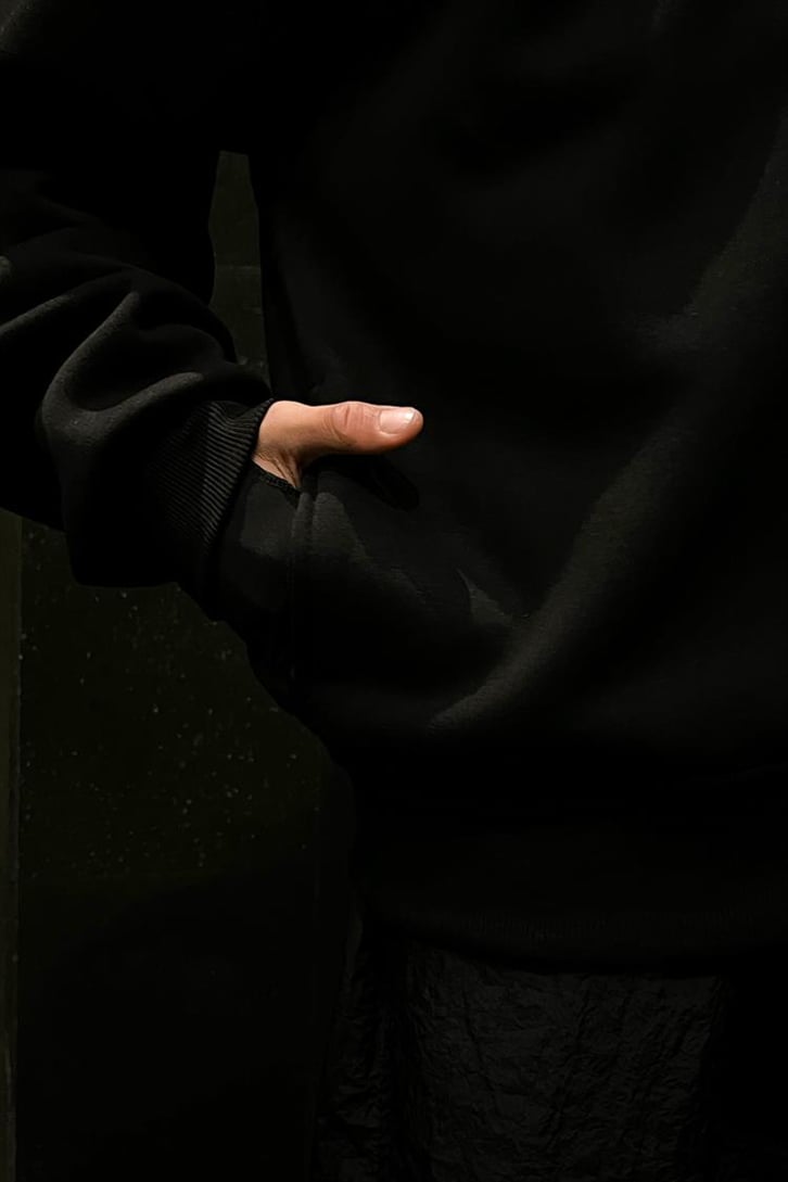 Rv Non Statum Siyah Oversize Zipper Hoodie