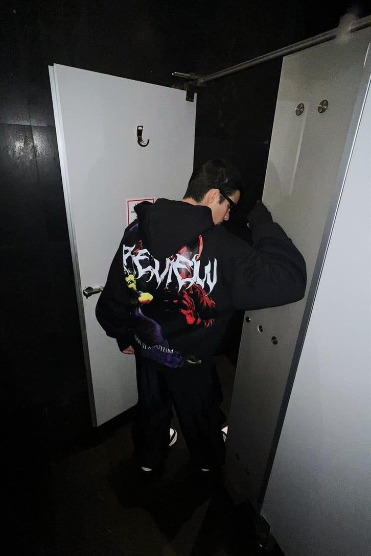 Rv Non Statum Siyah Oversize Zipper Hoodie