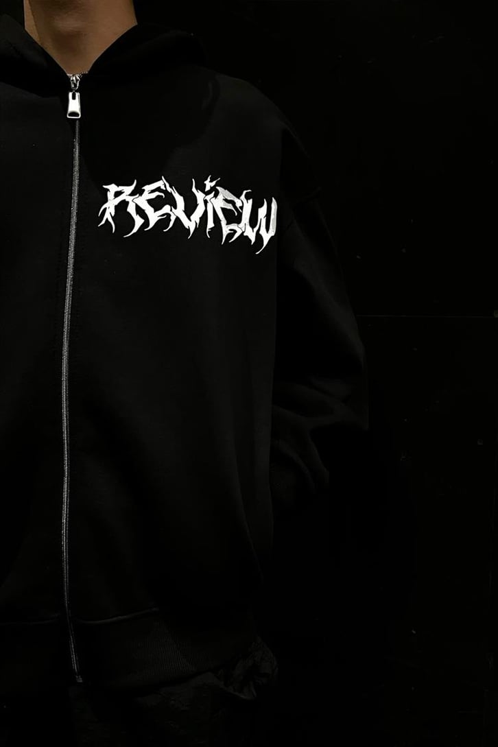 Rv Non Statum Siyah Oversize Zipper Hoodie