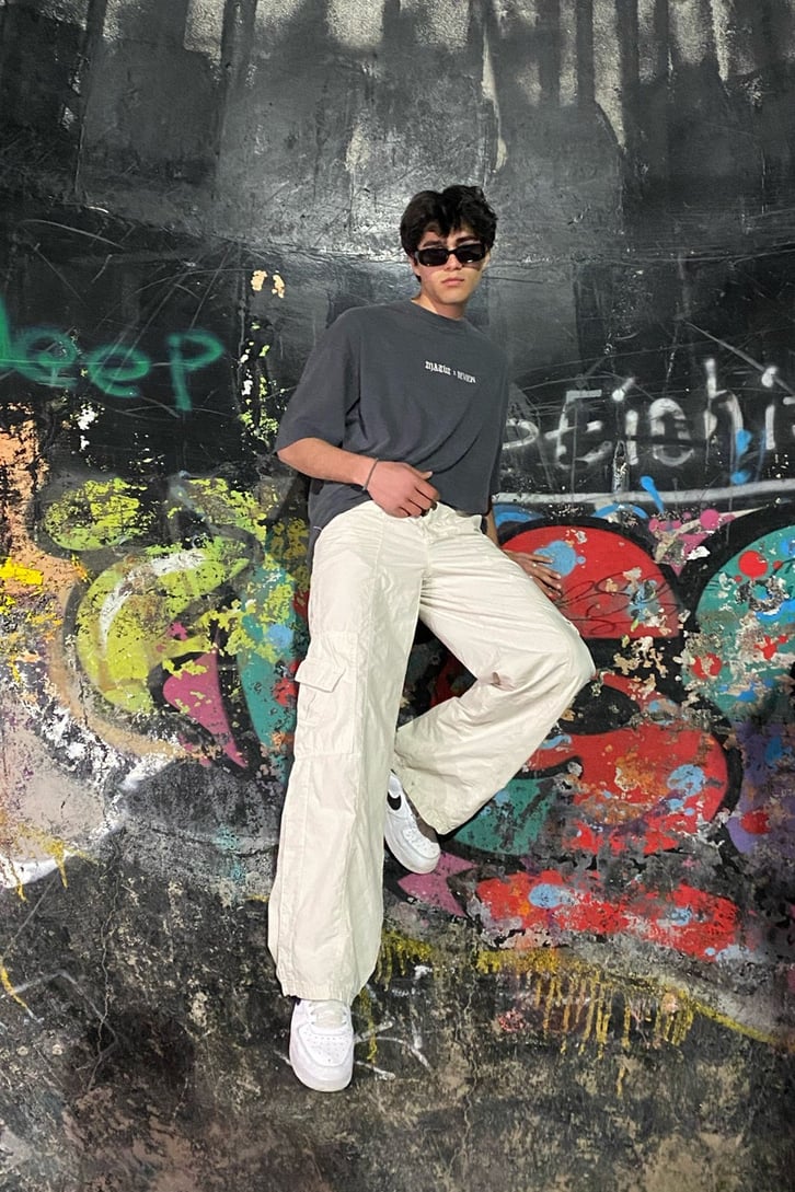 Rv Only Silent Angel Baskılı Antrasit Oversize Tshirt
