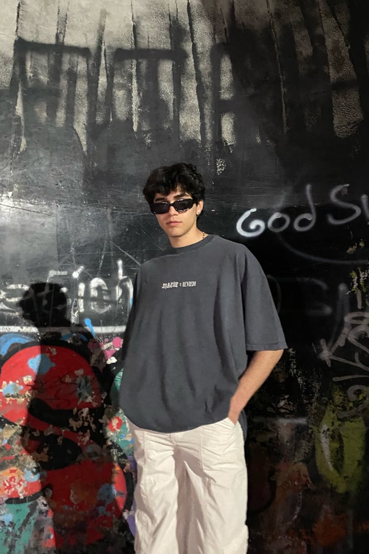 Rv Only Silent Angel Baskılı Antrasit Oversize Tshirt