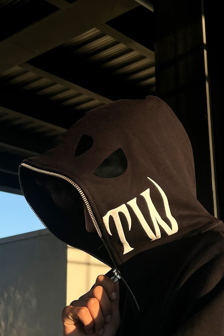 Rv Spider Web Full Zip Siyah Oversize Sweatshirt