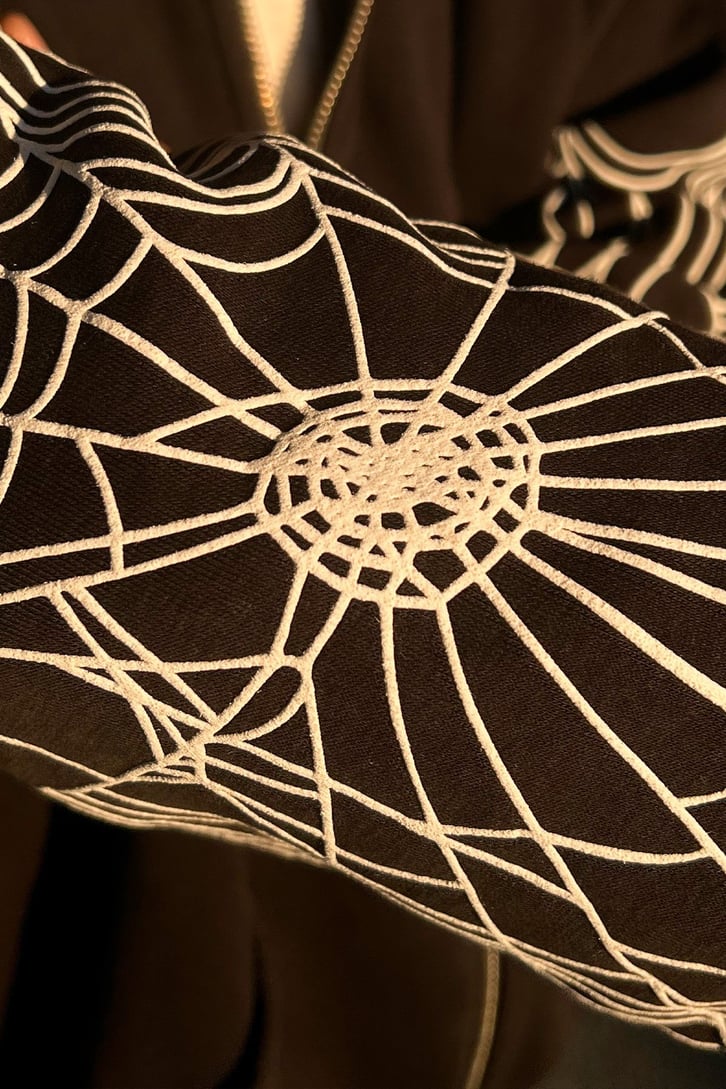 Rv Spider Web Full Zip Siyah Oversize Sweatshirt