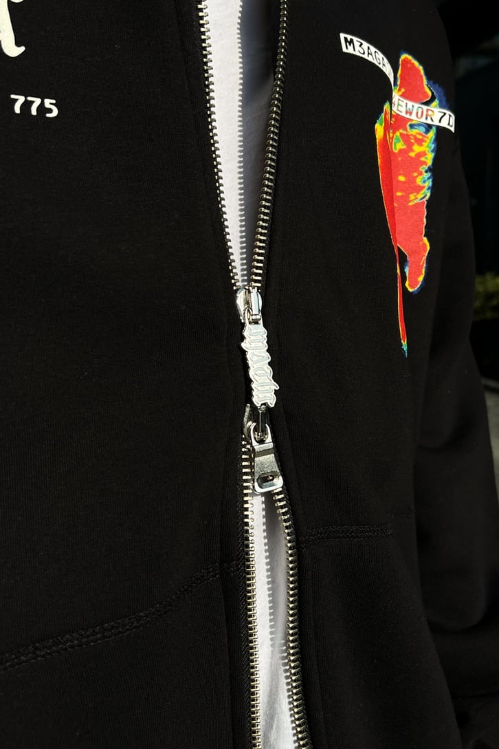 Rv Thermal Human Zipper Siyah Oversize Hoodie
