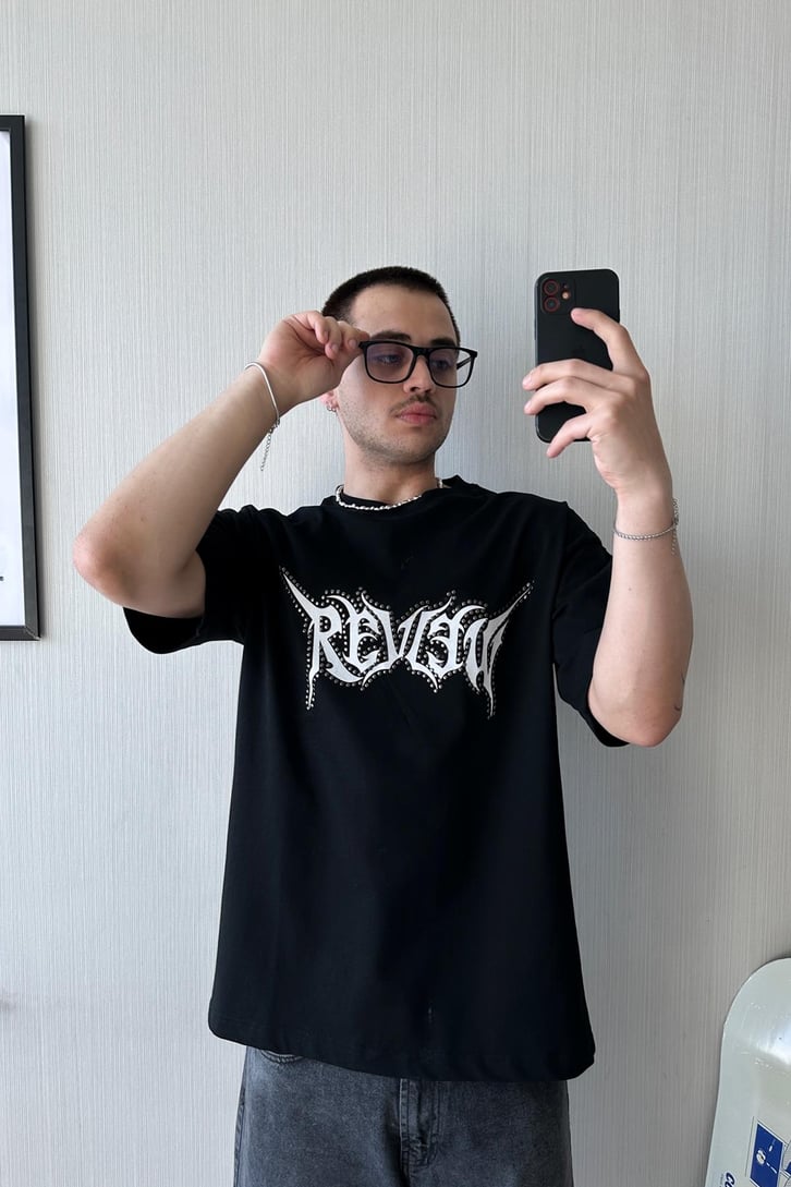 RW Trok İşlemeli Baskılı Oversize Tişört