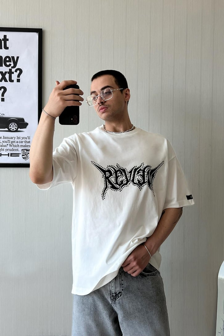RW Trok İşlemeli Baskılı Oversize Tişört