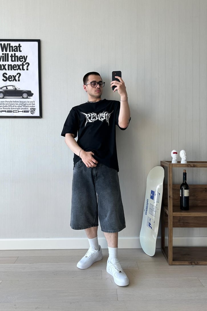 RW Trok İşlemeli Baskılı Oversize Tişört