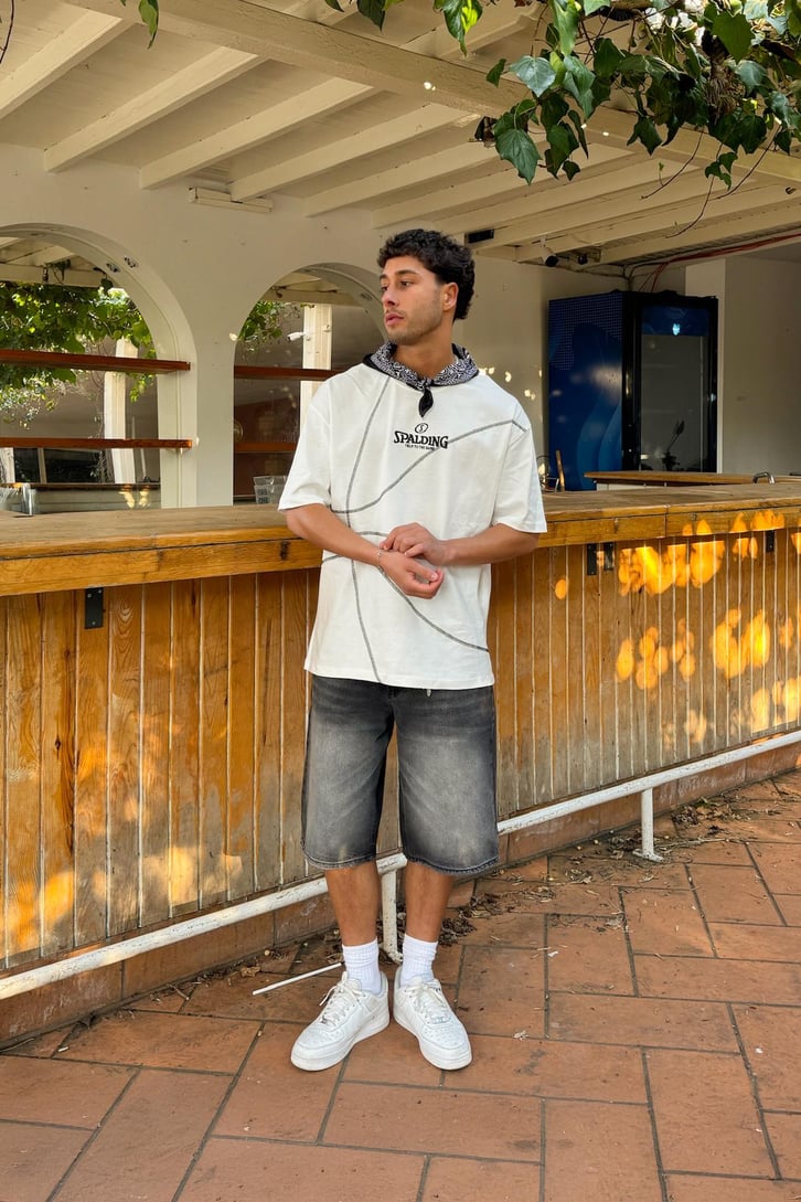 S Nakışlı Dikişli Oversize Tişört