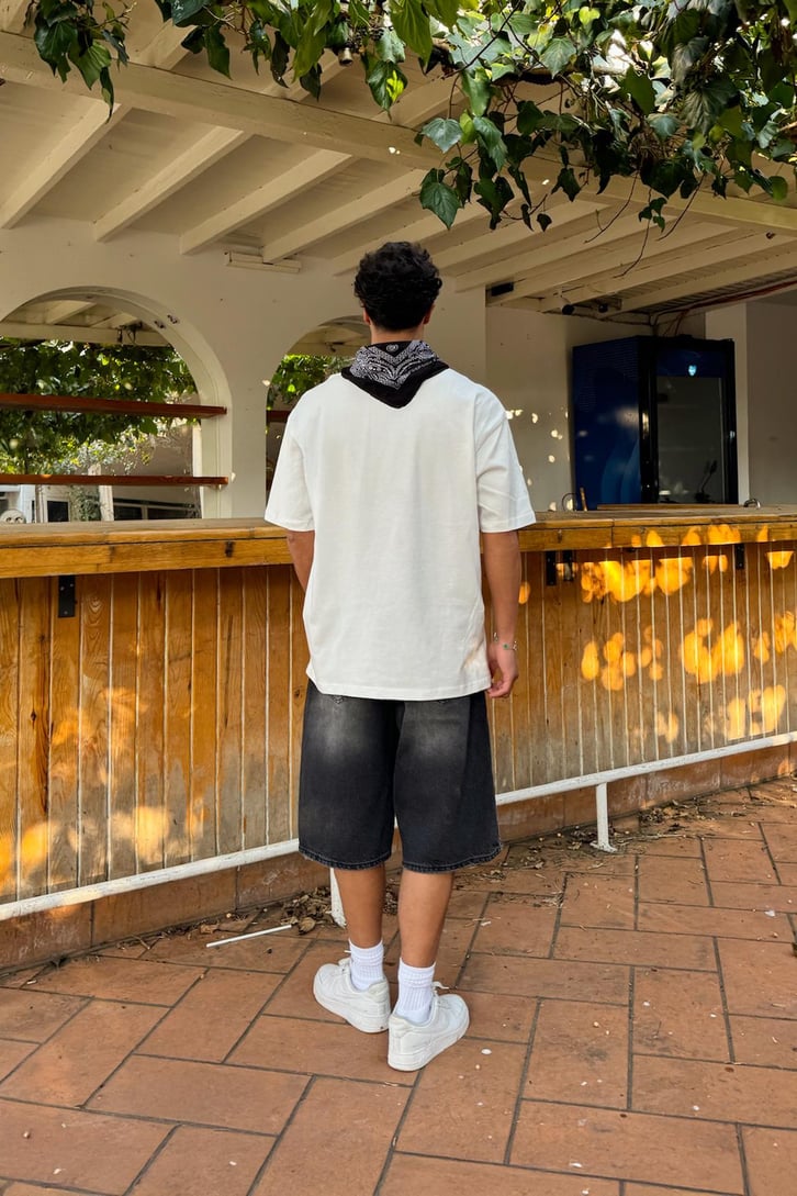 S Nakışlı Dikişli Oversize Tişört