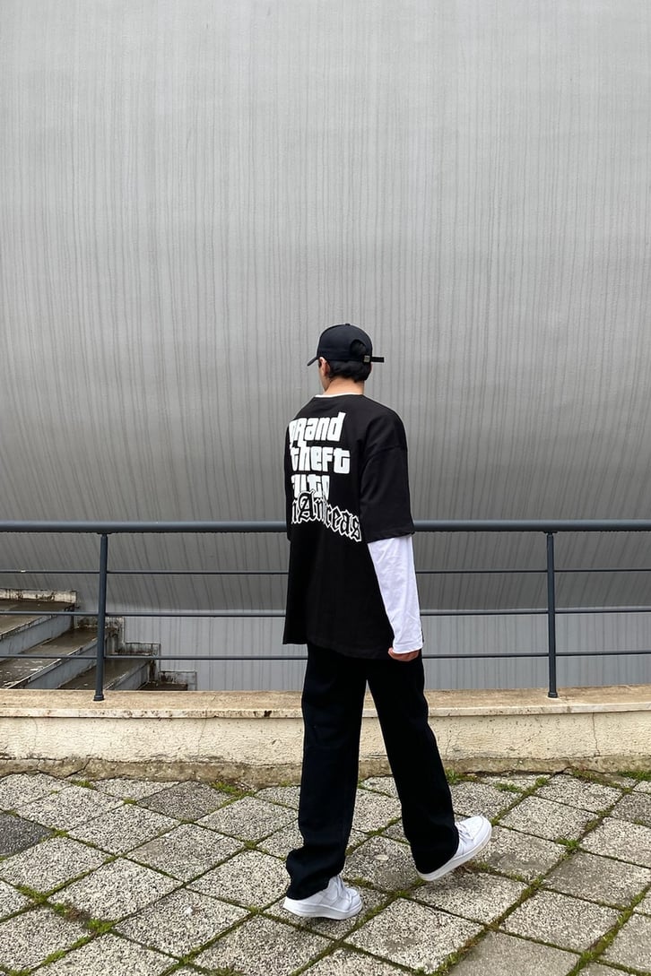 S.A City Siyah Oversize Premium Tshirt